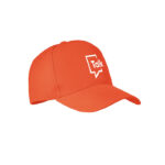 Rpet cap 5 panels 210g/m² Orange mit markiertem Druckbereich für Ihr Logo