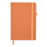 DIN A5 Notizbuch PU Orange, geöffnet dargestellt