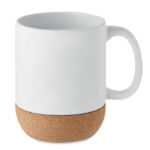 Kaffeebecher mit Kork 300 ml Weiß, Rückansicht