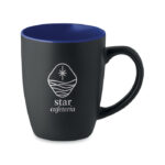 Kaffeebecher, matt 290 ml Blau mit markiertem Druckbereich für Ihr Logo