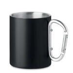 Trinkbecher mit Karabiner Schwarz als Werbeartikel mit Logodruck
