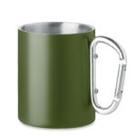 Trinkbecher mit Karabiner Gruen als Werbeartikel mit Logodruck