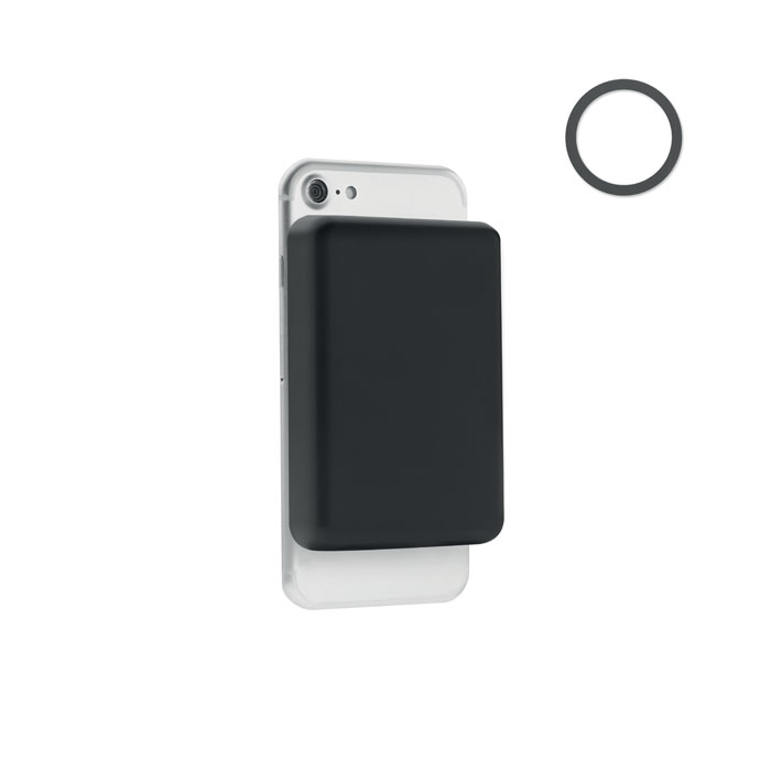 Powerbank mit Ladestation 15W Schwarz Powerbank mit Ladestation 15W Schwarz als Werbeartikel mit Logodruck