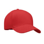 Baseball cap 5 panels 260g/m² Rot als Werbeartikel mit Logodruck