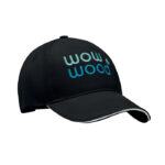 Baseball cap 5 panels 260g/m² Schwarz mit markiertem Druckbereich für Ihr Logo