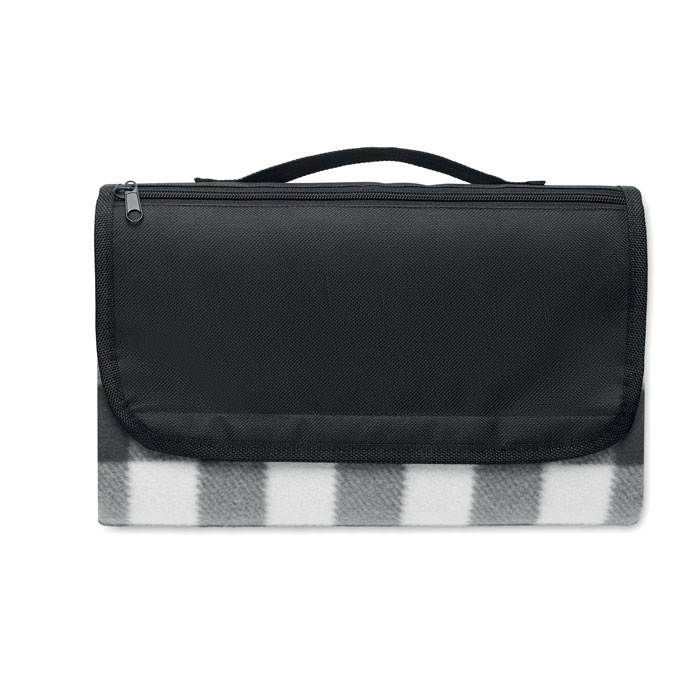 Picknick Decke RPET-Fleece Schwarz als Werbeartikel mit Logodruck