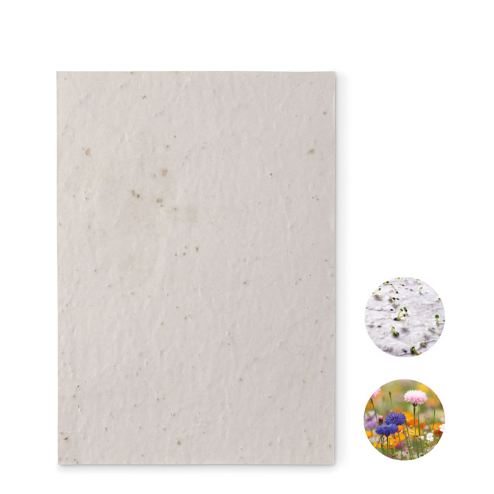 DIN A5 Wildblumen-Samenpapier DIN A5 Wildblumen-Samenpapier als Werbeartikel mit Logodruck