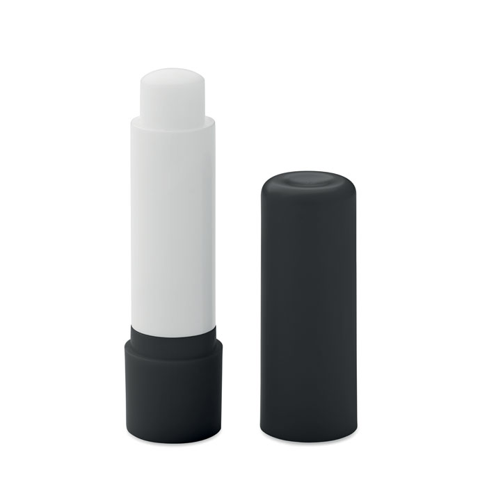 Veganer Lippenbalsam Schwarz als Werbeartikel mit Logodruck