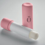 Veganer Lippenbalsam Rosa mit markiertem Druckbereich für Ihr Logo