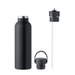 Doppelwandige Flasche 700 ml Schwarz als Werbeartikel mit Logodruck