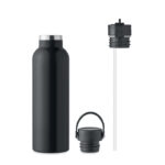 Doppelwandige Flasche 700 ml Schwarz, geöffnet dargestellt