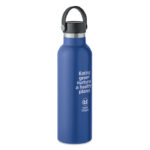Doppelwandige Flasche 700 ml Blau mit markiertem Druckbereich für Ihr Logo