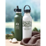 Doppelwandige Flasche 700 ml Weiß mit markiertem Druckbereich für Ihr Logo
