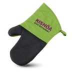 Topfhandschuh Gruen mit markiertem Druckbereich für Ihr Logo