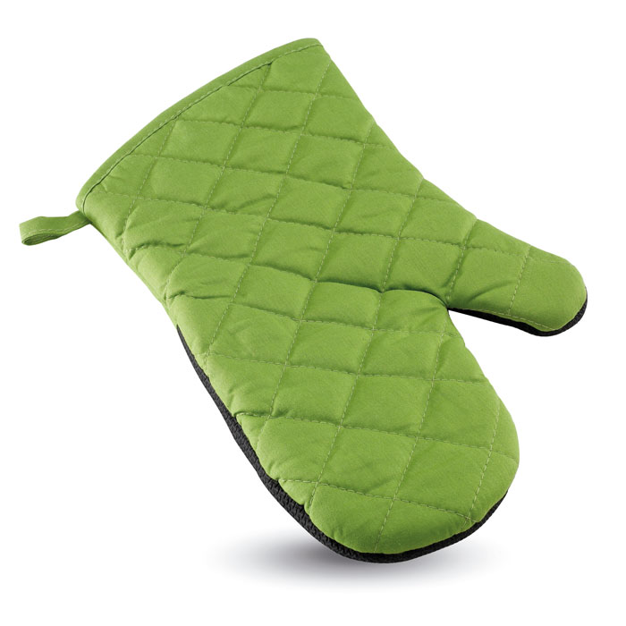 Topfhandschuh Gruen als Werbeartikel mit Logodruck
