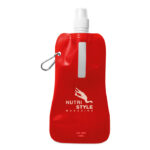 Faltbare Wasserflasche Rot mit markiertem Druckbereich für Ihr Logo