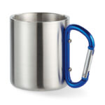 Trinkbecher mit Karabiner Blau als Werbeartikel mit Logodruck