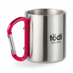 Trinkbecher mit Karabiner Rot mit markiertem Druckbereich für Ihr Logo