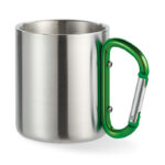 Trinkbecher mit Karabiner Gruen als Werbeartikel mit Logodruck