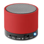 Wireless Lautsprecher, rund Rot als Werbeartikel mit Logodruck