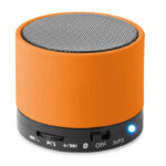 Wireless Lautsprecher, rund Orange als Werbeartikel mit Logodruck
