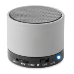 Wireless Lautsprecher, rund Silber als Werbeartikel mit Logodruck