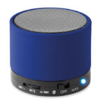 Wireless Lautsprecher, rund Blau als Werbeartikel mit Logodruck