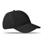 Baseball cap 6 panels 160g/m² Schwarz als Werbeartikel mit Logodruck