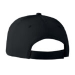 Baseball cap 6 panels 160g/m² Schwarz, Rückansicht