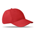 Baseball cap 6 panels 160g/m² Rot als Werbeartikel mit Logodruck