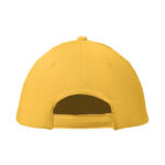 Baseball cap 6 panels 160g/m² Gelb, Rückansicht