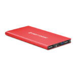 Powerbank 8000 mAh Rot mit markiertem Druckbereich für Ihr Logo