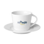 Cappuccino Tasse und Untertasse mit markiertem Druckbereich für Ihr Logo
