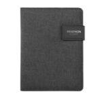 DIN A5 Portfolio & Powerbank mit markiertem Druckbereich für Ihr Logo