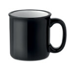 Keramische vintage beker Schwarz als Werbeartikel mit Logodruck