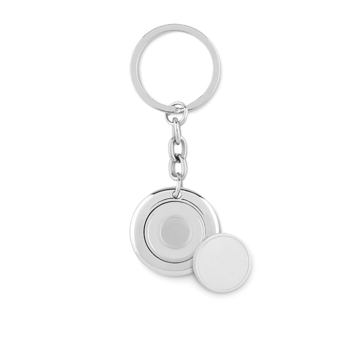 Schlüsselring mit Münzhalter Schlüsselring mit Münzhalter als Werbeartikel mit Logodruck
