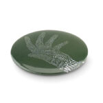 Badge mit Make-up Spiegel, Detailaufnahme des Materials