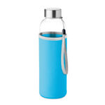 Trinkflasche Glas 500 ml Blau als Werbeartikel mit Logodruck