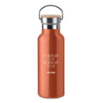 Isolierflasche 500ml Orange mit markiertem Druckbereich für Ihr Logo