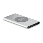Ladestation mit Powerbank Silber als Werbeartikel mit Logodruck