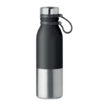 Doppelwandige Trinkflasche Schwarz als Werbeartikel mit Logodruck