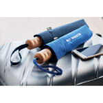 Opvouwbare paraplu Blau mit markiertem Druckbereich für Ihr Logo