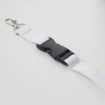 Lanyard mit Metallkarabiner Weiß, Detailaufnahme des Materials