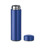Edelstahl Trinkflasche 425 ml Blau, geöffnet dargestellt
