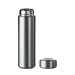 Edelstahl Trinkflasche 425 ml Silber, geöffnet dargestellt