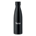 Edelstahl Isolierflasche 500ml Schwarz mit markiertem Druckbereich für Ihr Logo
