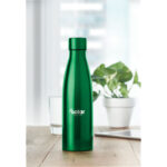 Edelstahl Isolierflasche 500ml Gruen mit markiertem Druckbereich für Ihr Logo