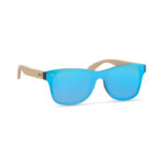Sonnenbrille mit Bambus Blau als Werbeartikel mit Logodruck