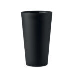Wiederverwendbarer Becher Schwarz als Werbeartikel mit Logodruck