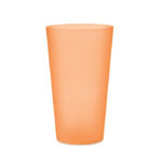 Wiederverwendbarer Becher Orange als Werbeartikel mit Logodruck